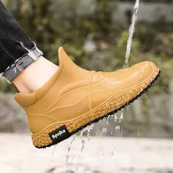 Мужская рабочая обувь для повара, водонепроницаемые маслостойкие кухонные рабочие ботинки для повара, нескользящие непромокаемые ботильоны, мужская защитная обувь для отеля, ресторана 39 чёрный