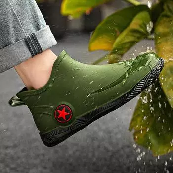 Мужская рабочая обувь для повара, водонепроницаемые маслостойкие кухонные рабочие ботинки для повара, нескользящие непромокаемые ботильоны, мужская защитная обувь для отеля, ресторана 39 чёрный