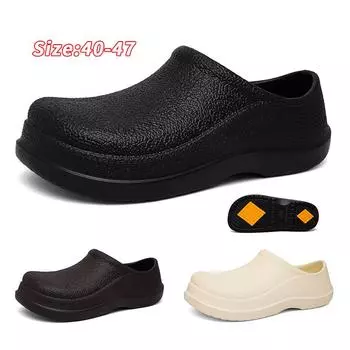 Мужская рабочая обувь для повара, водонепроницаемые маслостойкие кухонные рабочие ботинки для повара, нескользящие непромокаемые ботильоны, мужская защитная обувь для отеля, ресторана 40 чёрный