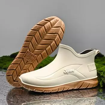 Мужская рабочая обувь для повара, водонепроницаемые маслостойкие кухонные рабочие ботинки для повара, нескользящие непромокаемые ботильоны, мужская защитная обувь для отеля, ресторана 39 чёрный