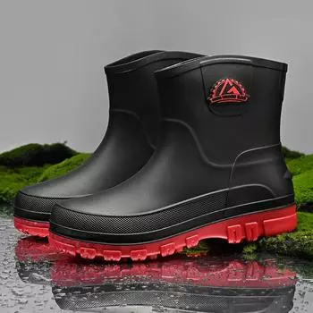 Мужская рабочая обувь для повара, водонепроницаемые маслостойкие кухонные рабочие ботинки для повара, нескользящие непромокаемые ботильоны, мужская защитная обувь для отеля, ресторана 39 чёрный