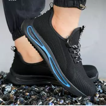 Мужская рабочая обувь с защитой от проколов и ударов, со стальной головкой, износостойкая кевларовая подошва 36