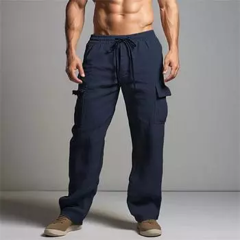 Мужская рабочая одежда больших размеров с несколькими карманами, однотонная, весна и осень, свободные, дышащие, с завязками, широкие брюки с принтом тай-дай 3XL