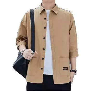 Мужская рабочая одежда большого размера в стиле ретро, весенне-осенняя рубашка с длинными рукавами, свободная повседневная мужская весенняя куртка