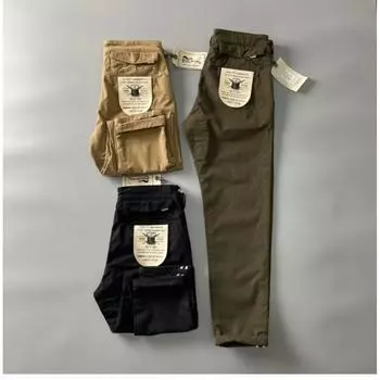 Мужская рабочая одежда из чистого хлопка, плотная, устойчивая к пятнам и износу, свободные прямые повседневные брюки 28 чёрный