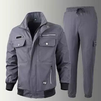 Мужская рабочая одежда из хлопка большого размера на весну и осень, износостойкая одежда по страхованию труда 190 чёрный