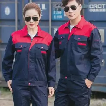 Мужская рабочая одежда с длинным рукавом для сварки и авторемонта — прочная, контрастная по цвету конструкция плеч для весны и осени