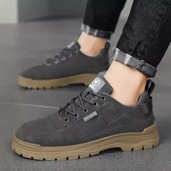 Мужская рабочая повседневная кожаная обувь Tide, весна-осень-зима, обувь для молодых людей, студентов, прогулочная дорожная обувь 38 чёрный