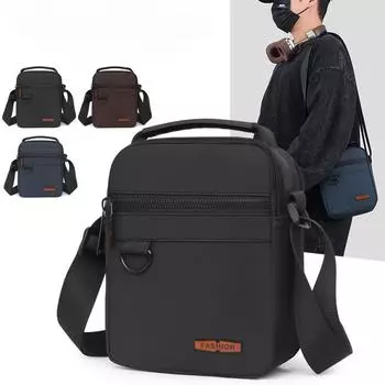 Мужская рабочая сумка через плечо - водонепроницаемая винтажная сумка через плечо с карманами на молнии, городская сумка для офиса и путешествий чёрный