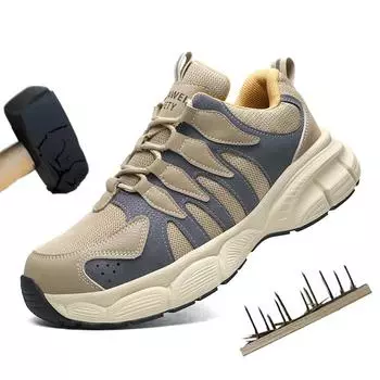 Мужская рабочая защитная обувь, антипрокольные рабочие кроссовки, мужская неразрушимая рабочая обувь, строительные мужские ботинки, легкая мужская обувь 41 хаки