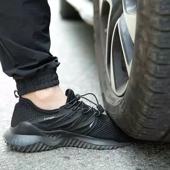 Мужская рабочая защитная обувь большого размера с защитой от ударов и ножей со стальным носком, мужская маслостойкая износостойкая защитная обувь 39 чёрный