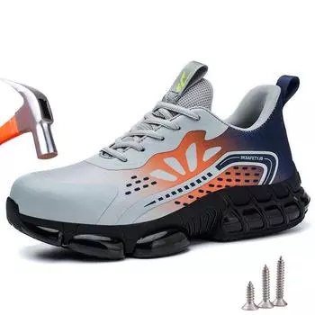Мужская рабочая защитная обувь, противоударная, противопрокольная, защитная обувь со стальным носком, неразрушимые рабочие кроссовки, защитные ботинки 37 серый