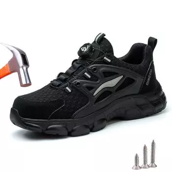 Мужская рабочая защитная обувь с вращающейся кнопкой, женская обувь со стальным носком, большие размеры 47 48, рабочие кроссовки, защитные защитные ботинки 38