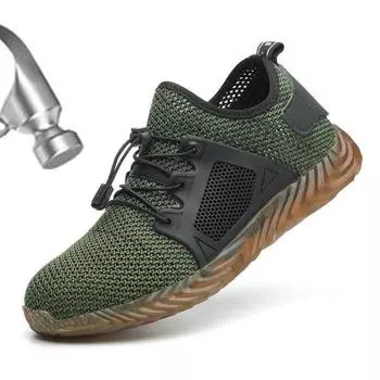 Мужская рабочая защитная обувь со стальным носком для пешего туризма, термоусадочная противоскользящая повседневная обувь большого размера с защитой от столкновений, внутренний материал: Сетка 36 чёрный