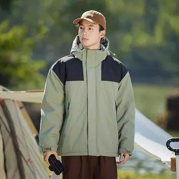 Мужская разноцветная куртка с капюшоном с добавлением хлопка Мужская толстая и теплая хлопковая куртка M