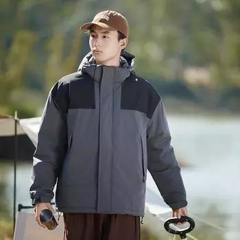 Мужская разноцветная куртка с капюшоном с добавлением хлопка Мужская толстая и теплая хлопковая куртка M