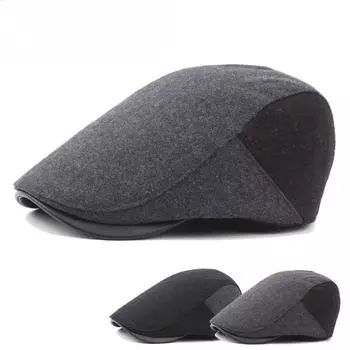 Мужская ретро-фуражка, кожаный берет, теплая сезонная шляпа Forward, популярная шляпа Foreign Trade M56-58cm чёрный