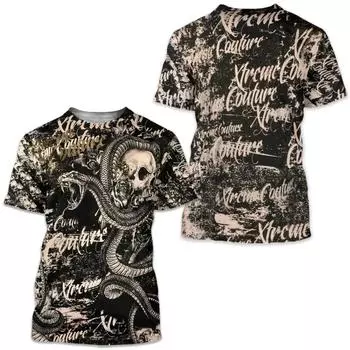 Мужская ретро-футболка Archaic By Affliction Print Skull Tees Модные футболки Топы с коротким рукавом Уличные мужские топы большого размера Одежда XS