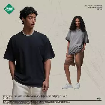 Мужская ретро-футболка ARTIE | Коллекция весна/лето 2024: 275 г Мытый, обжаренный, цветной, со старым краем L