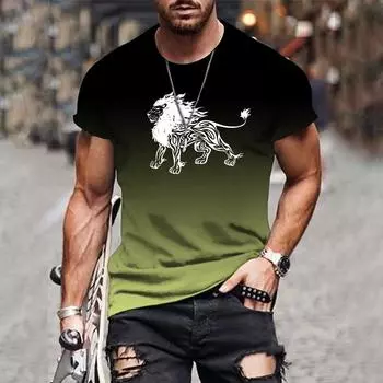 Мужская ретро-футболка с 3D-градиентным принтом, с короткими рукавами, летняя повседневная модная классическая универсальная свободная мужская футболка большого размера, топы XS