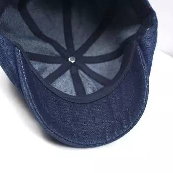Мужская ретро-кепка из вымытого денима, мужская и женская хлопковая восьмиугольная шляпа с загнутыми полями M56-58cm светло-синий