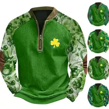 Мужская ретро повседневная толстовка на молнии модный принтованный спортивный пуловер XL