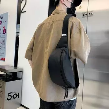 Мужская ретро-сумка на грудь и плечо - легкий спортивный рюкзак через плечо и на пояс 2025 года чёрный