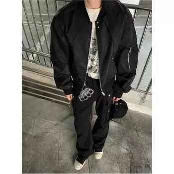 Мужская ретро свободная короткая повседневная бейсбольная одежда с длинным рукавом двусторонняя куртка XL