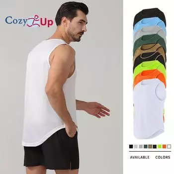 Мужская рубашка без рукавов Cozy Up, быстросохнущая, для тренировок, плавания, для спортзала, для мышц, для спорта, пляжа, для больших и высоких M чёрный