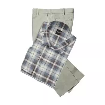 Мужская рубашка Bigreams в несшитую хлопковую клетку, 1,5 метра, бежево-коричневая рубашка, однотонная легкая костюмная ткань цвета хаки, 1,25 метра 1.5 Meter - 1.25 Meter