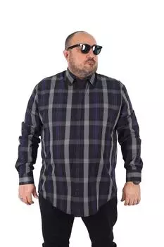 Мужская рубашка больших размеров больших размеров Мужская рубашка больших размеров в клетку черная