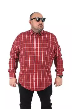Мужская рубашка больших размеров больших размеров Мужская рубашка больших размеров в клетку красная