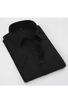 Мужская рубашка больших размеров больших размеров Мужская черная рубашка с коротким рукавом