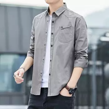 Мужская рубашка больших размеров, весенне-осенняя рубашка с длинным рукавом, воротник-стойка, повседневная рубашка 6XL белый