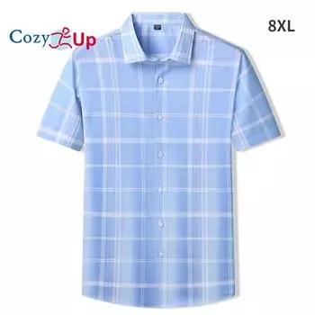 Мужская рубашка большого размера в клетку с короткими рукавами Cosy Up из бамбукового волокна большого размера XL синий