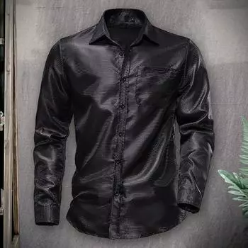 Мужская рубашка Chic Slim Fit Кардиган Весенняя рубашка Чистый цвет Мужская рубашка Мужская рубашка Мужская одежда M синий