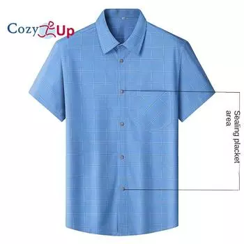 Мужская рубашка Cosy Up большого размера в клетку из бамбукового волокна с короткими рукавами XL синий