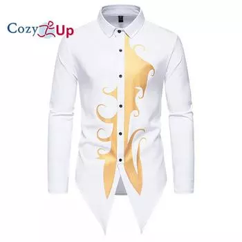 Мужская рубашка Cozy Up с цветочным принтом и бронзовым воротником Генри, нестандартная, с длинными рукавами S белый