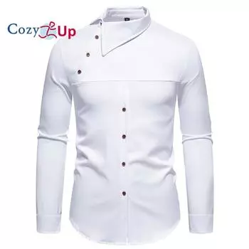 Мужская рубашка Cozy Up с длинными рукавами и воротником Henry нестандартного цвета, на пуговицах, в деловом стиле S белый