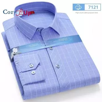 Мужская рубашка Cozy Up в полоску с длинными рукавами из смеси хлопка и полиэстера 38 синий