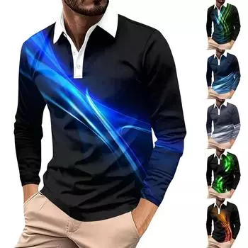 Мужская рубашка для гольфа, повседневная спортивная, с V-образным вырезом, ребристый воротник, с коротким рукавом, модная, повседневная, однотонная, однотонная, весна-лето, стандартная L циан