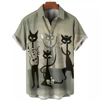 Мужская рубашка для пляжной вечеринки у бассейна, летняя повседневная мужская модная рубашка с короткими рукавами и 3D-принтом S