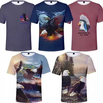 Мужская рубашка Eagle с 3D-печатью, забавная мужская и женская уличная одежда 2XS фиолетовый