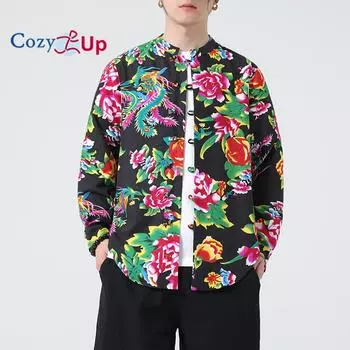 Мужская рубашка-хенли Cozy Up из хлопка и льна с длинным рукавом в стиле хиппи, повседневная пляжная рубашка M красный