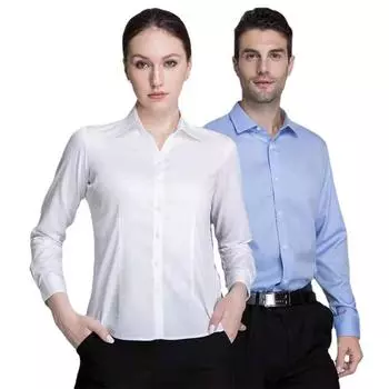 Мужская рубашка из 100% хлопка в деловом стиле, белая, однотонная, с длинным рукавом и отложным воротником 38