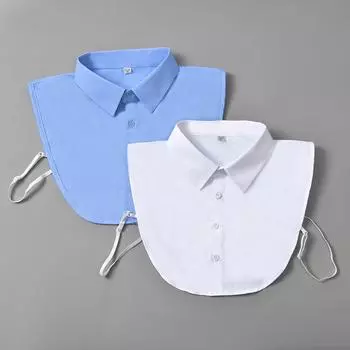 Мужская рубашка из чистого хлопка с имитацией воротника, однотонный воротник с заостренным воротником, декоративный воротник, свитер с имитацией воротника внутри белый