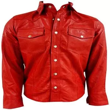 Мужская рубашка из натуральной кожи Noora XS красный