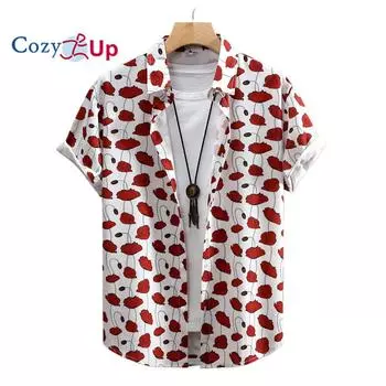 Мужская рубашка из вискозы Cozy Up с короткими рукавами и принтом S белый