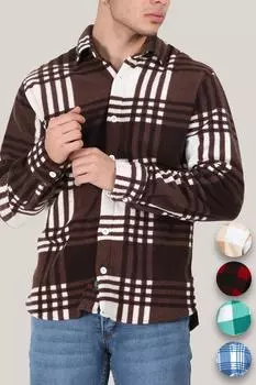 Мужская рубашка лесоруба на пуговицах в клетку