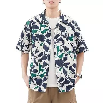 Мужская рубашка Летняя мужская рубашка с короткими рукавами Японская свободная рубашка XXXXL